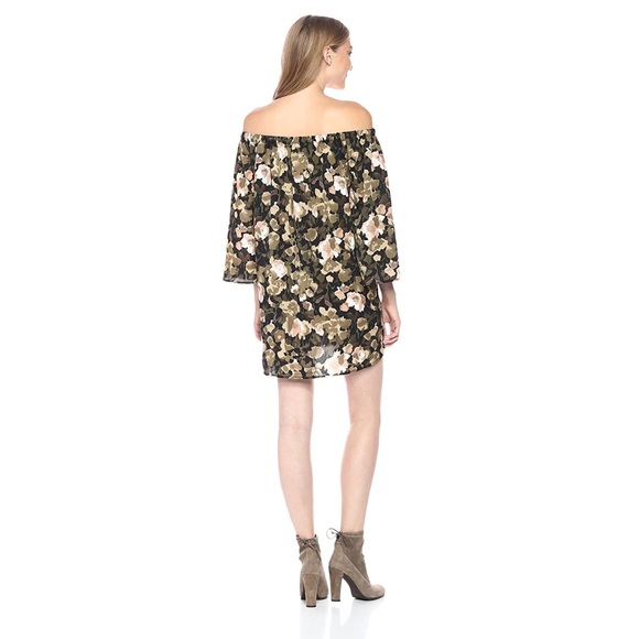 French Connection Green Adeline Pull-On Olive Floral Print Mini Dress - Picture 2 of 12